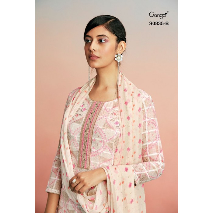 Ganga Mahonia 835 Linen Print Dress Materials